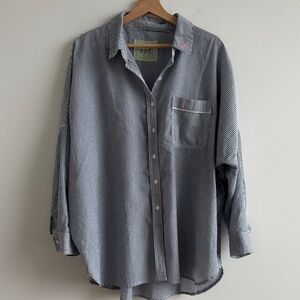 We The Free Oversized Blue Stripe Button Down